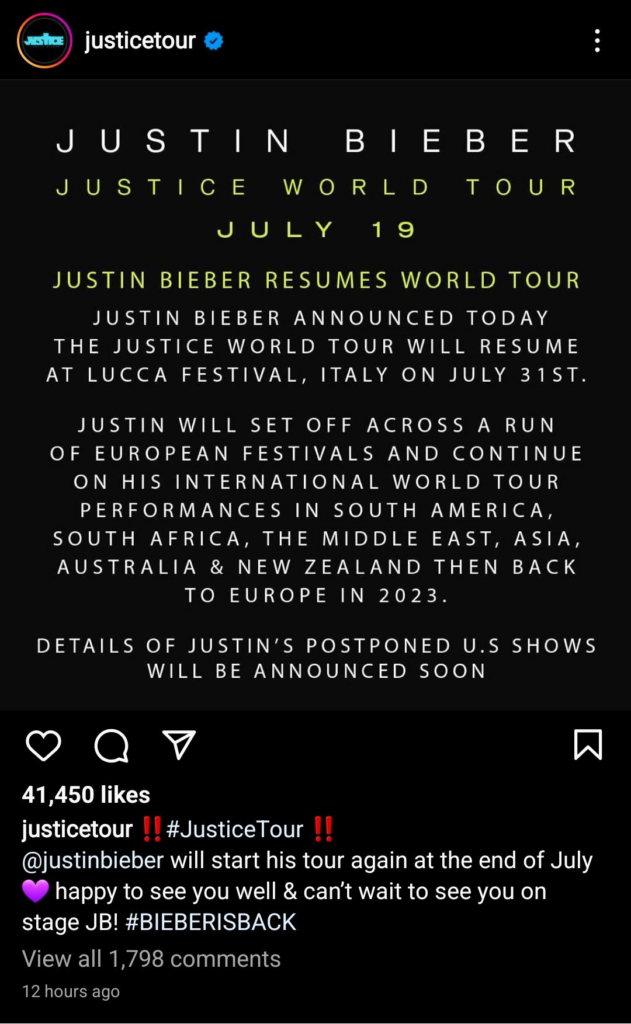 Justin Bieber Lanutkan Tour Dunia