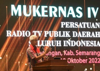 Ganjar Pranowo saat membuka Muskernas IV Persada.id di Hotel Griya Persada, Bandungan, Kabupaten Semarang, Senin (18/10/2022)