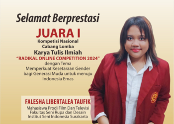 Mahasiswa ISI Juara I Lomba Karya Tulis “National Radikal Online Competitions”
